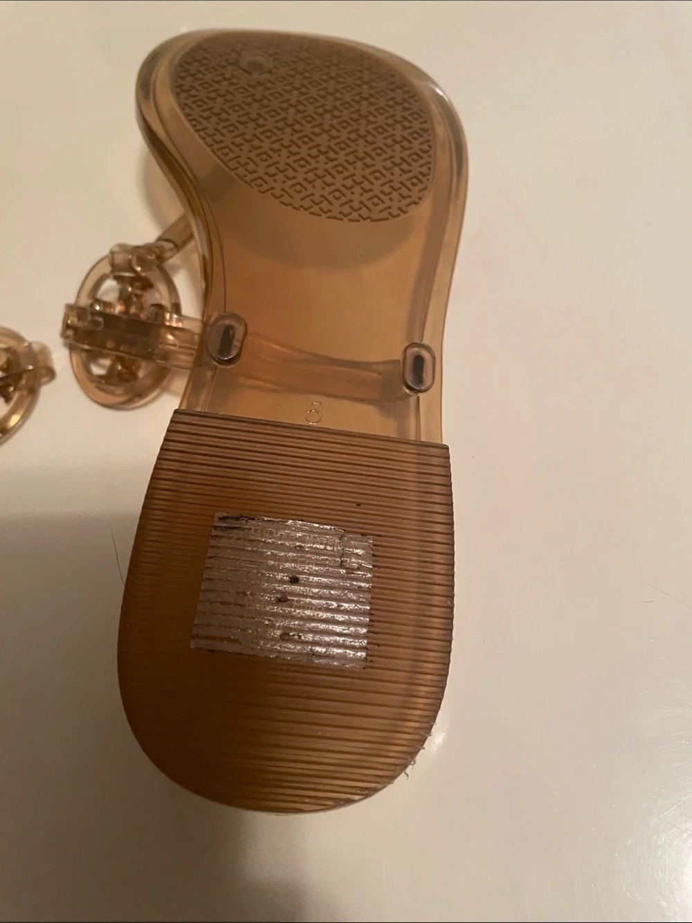 Tory Burch Transparent Jelly Logo Thong Sandals